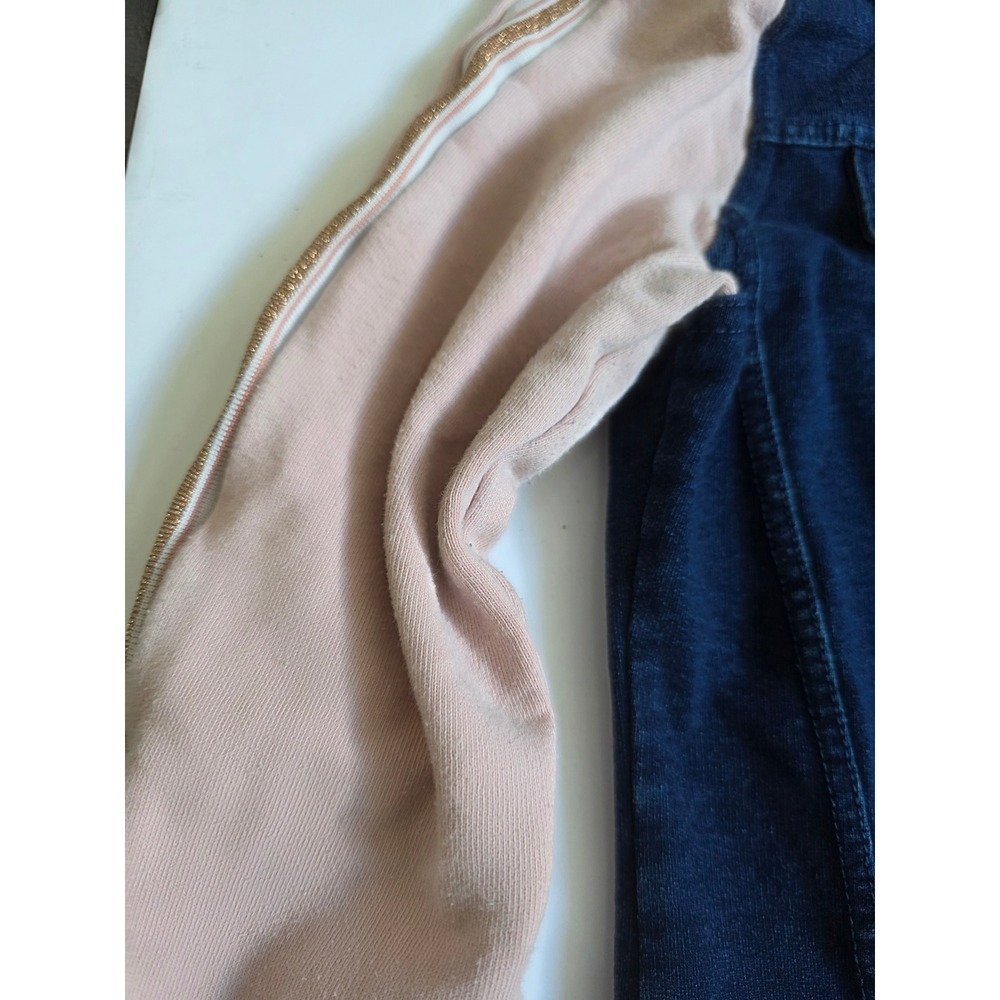 Guess Hooded Denim Jacket 14 Blue Pink Rhinestone Logo Hybrid Mixed Media Coat - Picture 8 of 8